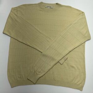 Pronto Uomo Men’s 100% Silk Beige Crewneck Textured Sweater LG Luxury
